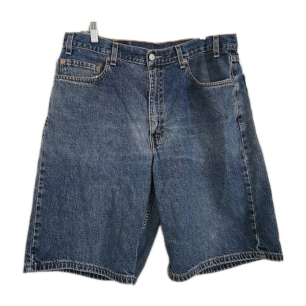 Levi's 550 Men's Blue Denim Shorts Distressed Relaxed Fit Size 36